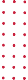 A vertical pattern of evenly spaced red dots arranged in four columns on a white background.