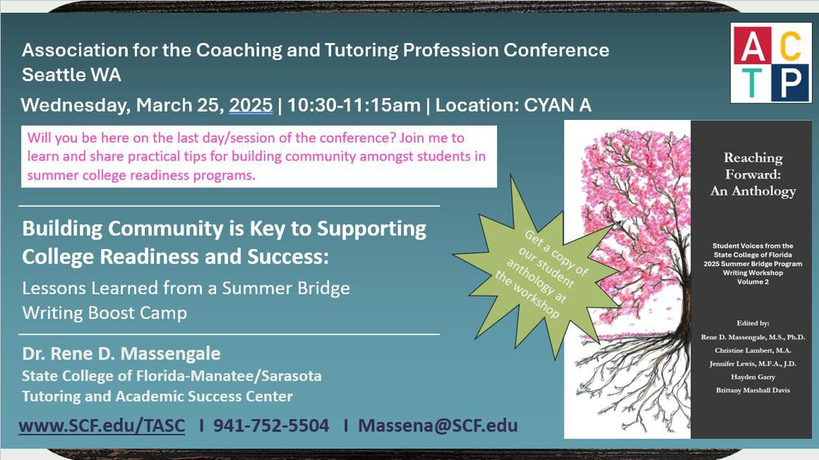 Conference flyer for coaching and tutoring professionals.