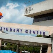 ACTP A building with the words student center on it.